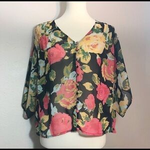 Kimchi Blue Floral sheer blouse